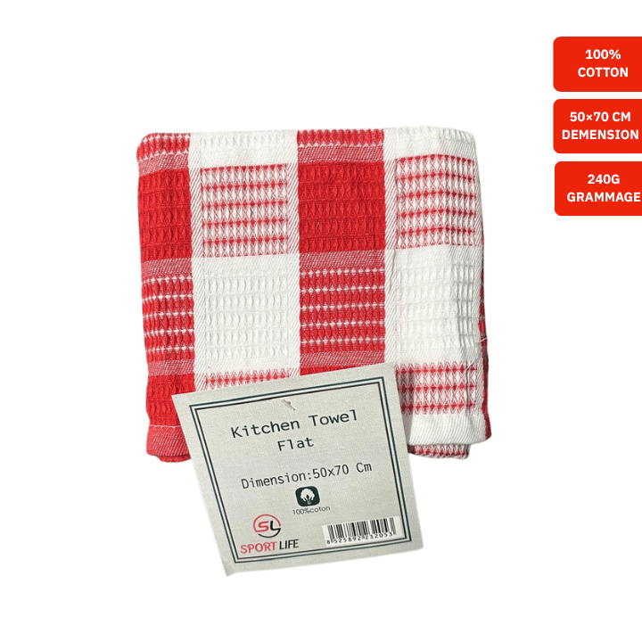 Serviette Plate K – Blanche et Rouge