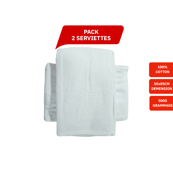 Pack Serviettes de Bain en éponge blanche